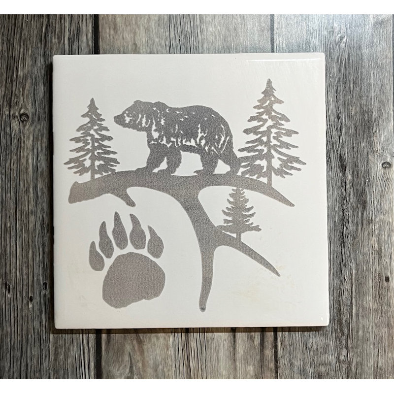 (image for) Bear on Antler, 4" Ceramic Tile Coaster, set of 4