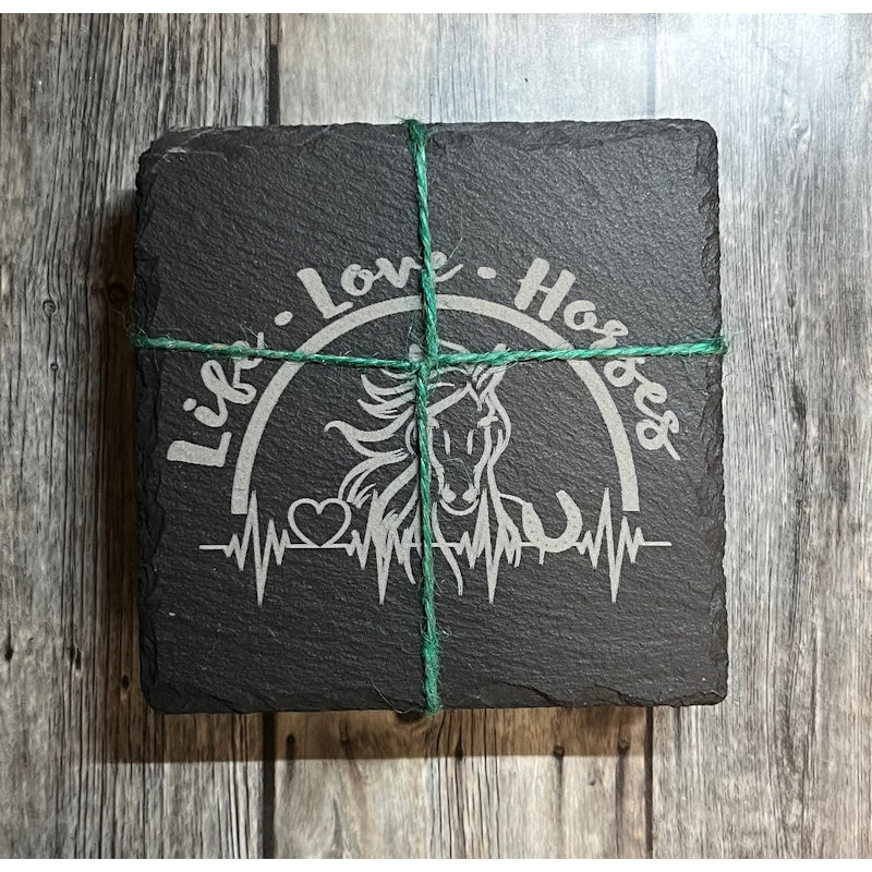 (image for) Life, Love, Horses, 4" Slate Coaster, set of 4