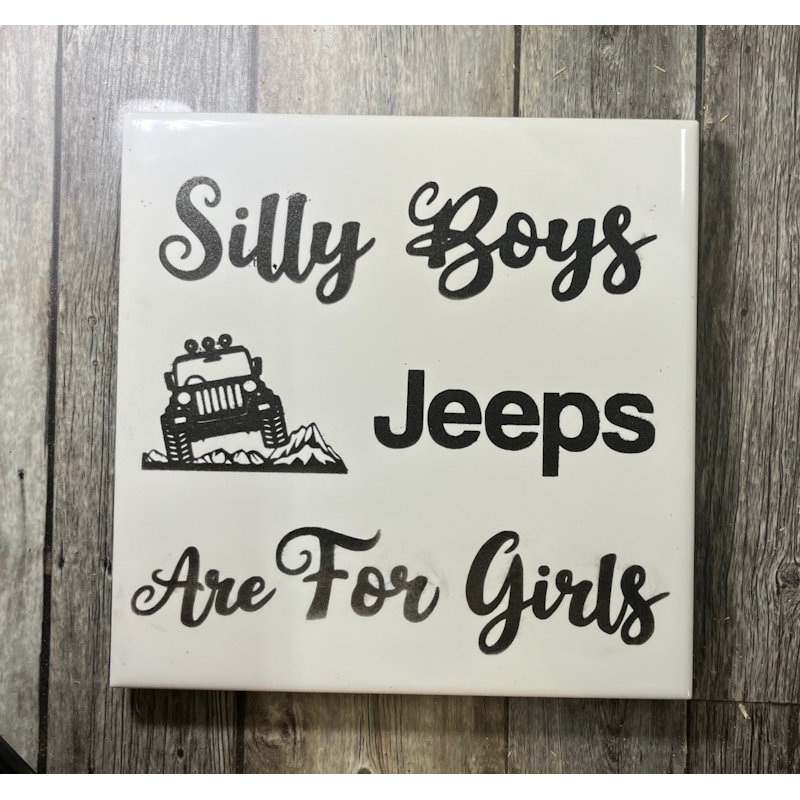 (image for) Ceramic Trivet, 6" Square with a Jeep
