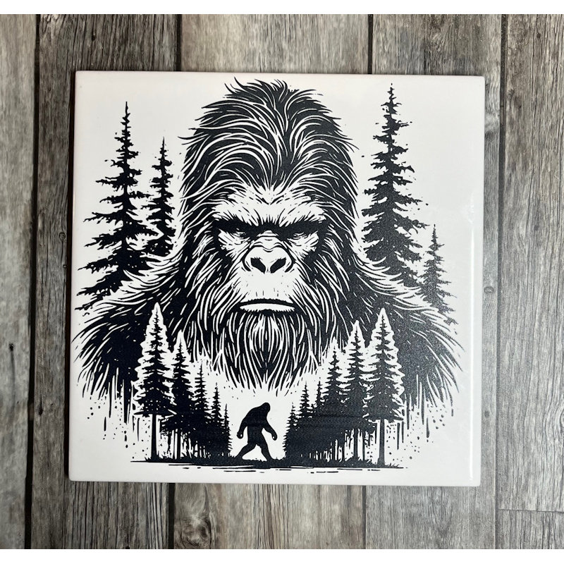 (image for) Ceramic Trivet, 6" Square with Bigfoot