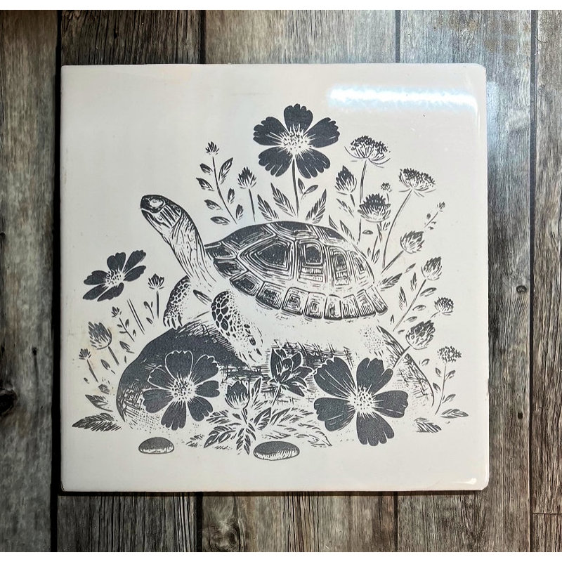 (image for) Ceramic Trivet, 6" Square with a Turtle