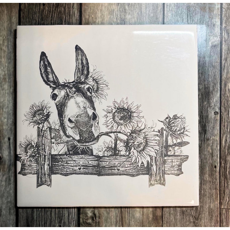 (image for) Ceramic Trivet, 6" Square with a Mule
