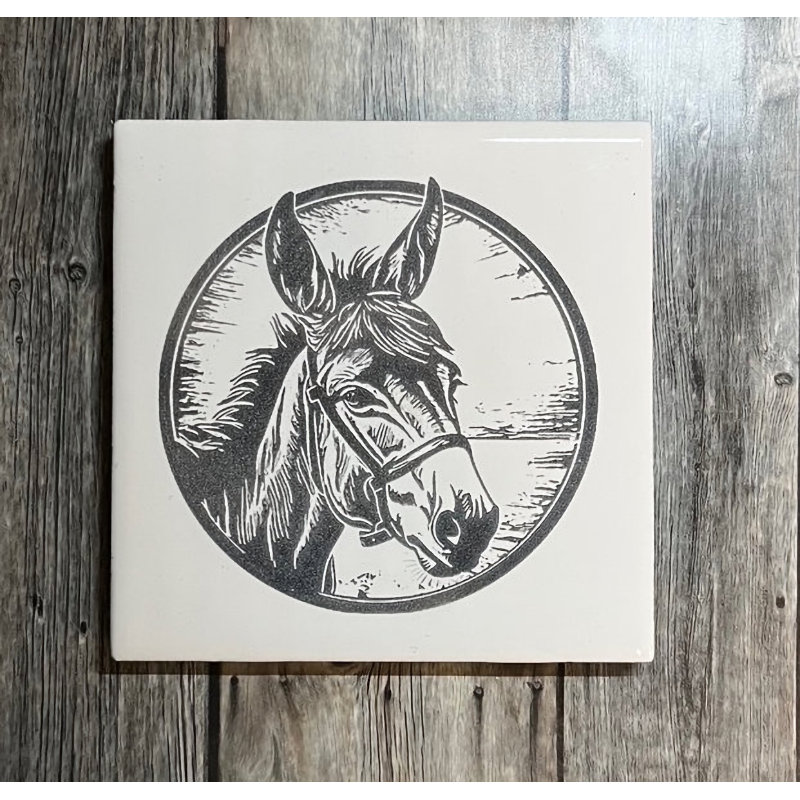 (image for) Ceramic Trivet, 6" Square with a Mule
