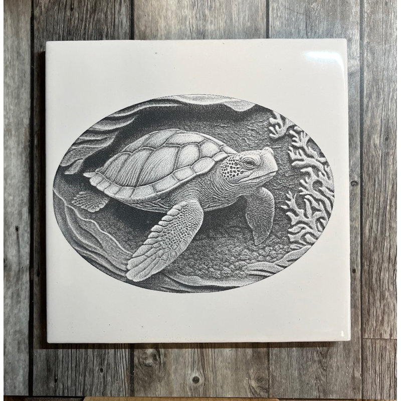 (image for) Ceramic Trivet, 6" Square with a Turtle