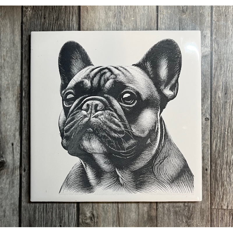 (image for) Ceramic Trivet, 6" Square with a French Bulldog