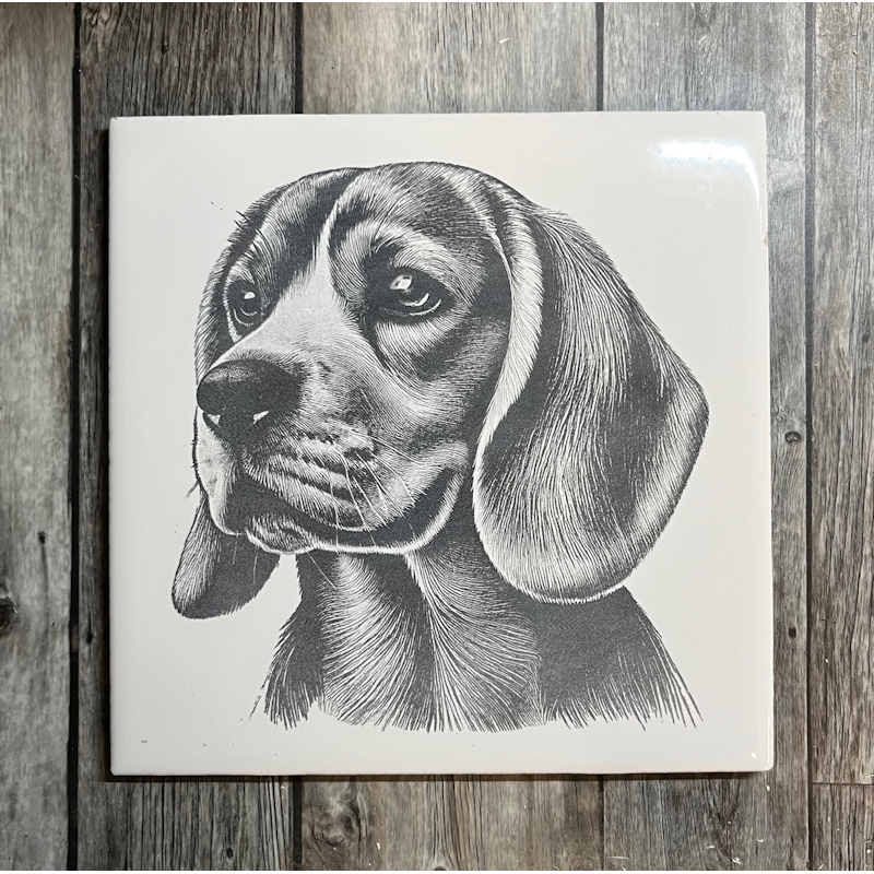 (image for) Ceramic Trivet, 6" Square with a Beagle